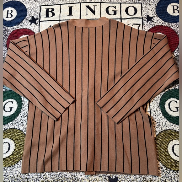 Brown Cardigan With Black Stripes Jason Bolden Mens Large - Picture 2 of 5